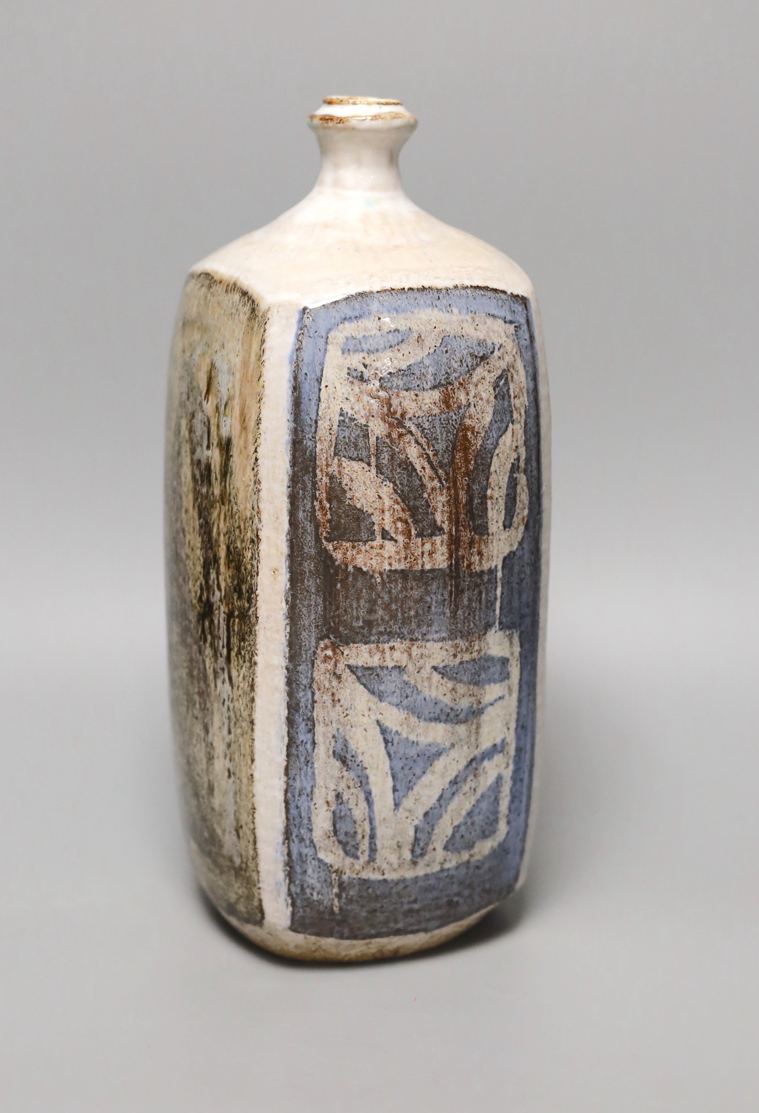 A Studio pottery bottle vase, 30cm tall